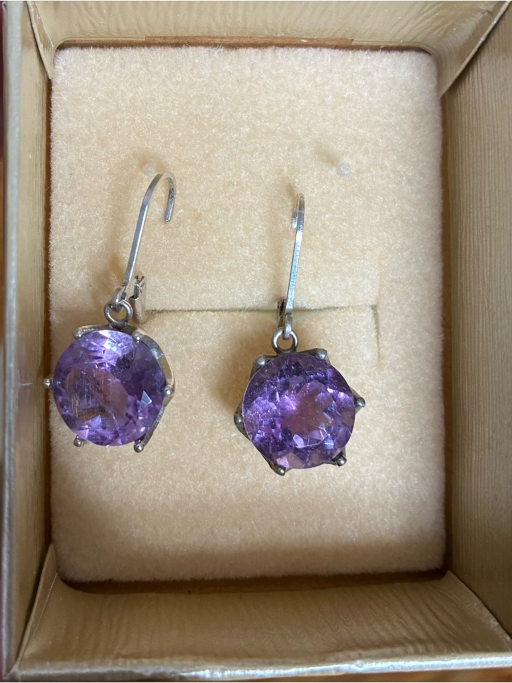 Sterling Silver (925) Purple Gemstone Drop Earrings